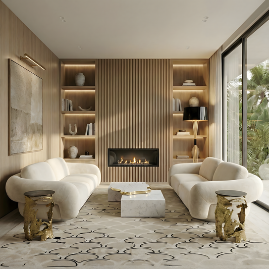 A Contemporary Living Room with Soft Curves and Warm Texture - Test